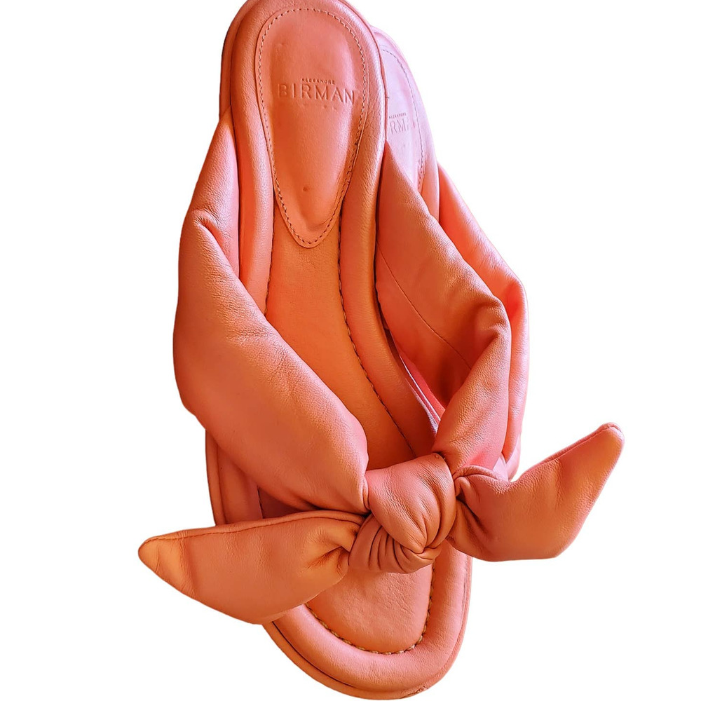 Leather Sandals Thong Puffy Bow Alexandre Birman Soft Clarita 7.5 37.5 $395